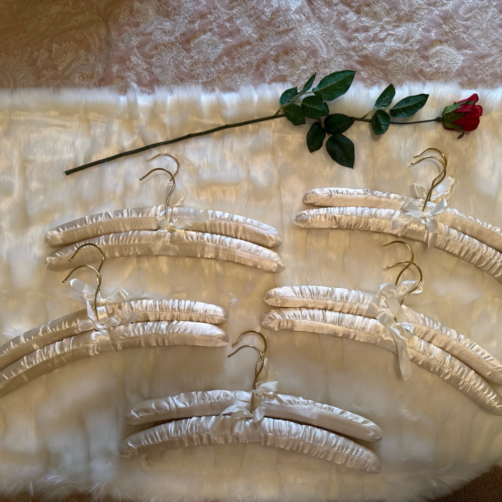 Set of Satin Padded Hangers in Ivory